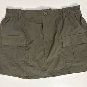 Olive Green Mini Skirt with Pockets